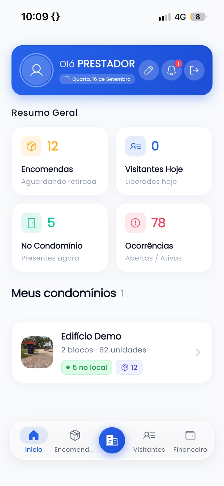 Tela inicial do app da portaria — clique para ampliar